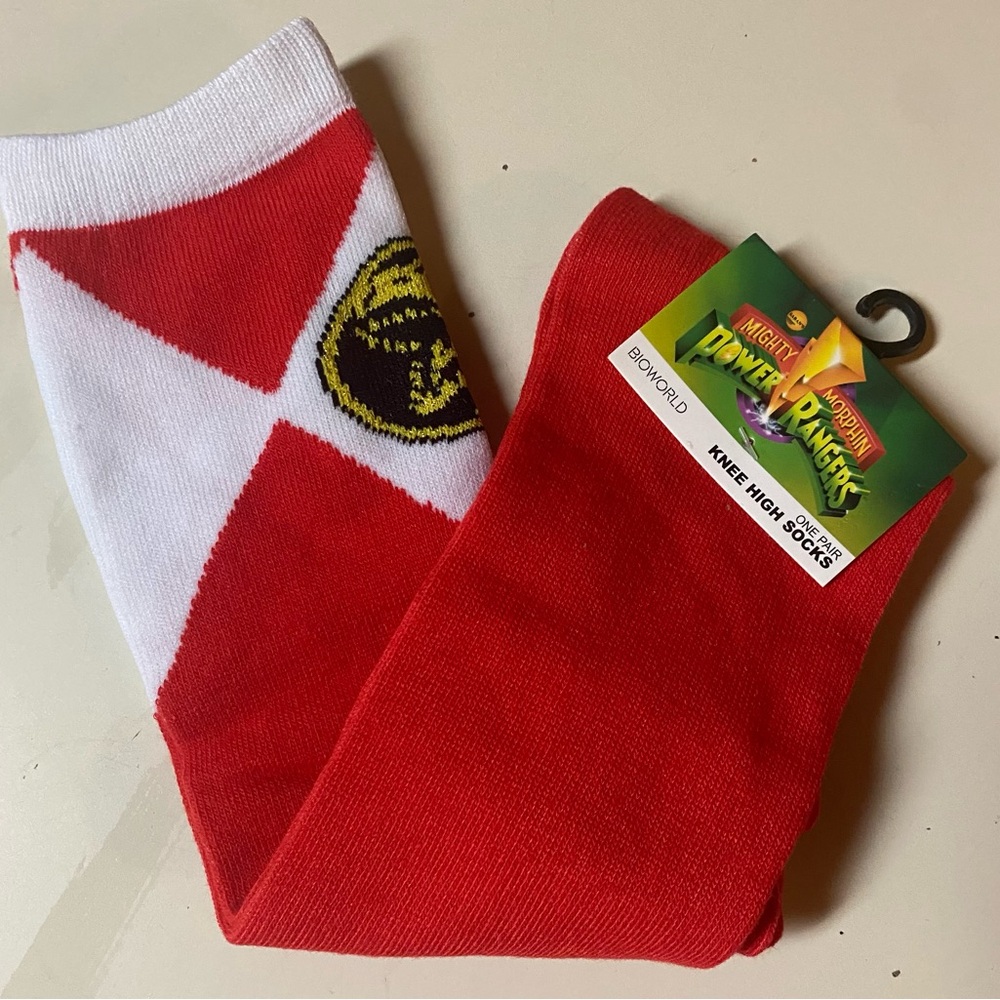 NEW with tags, Mighty Morphine Power Rangers knee high socks Red Ranger